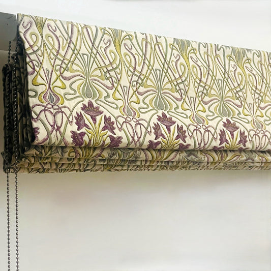 Art Nouveau Embroidered Fabric Roman Blind - Mulberry