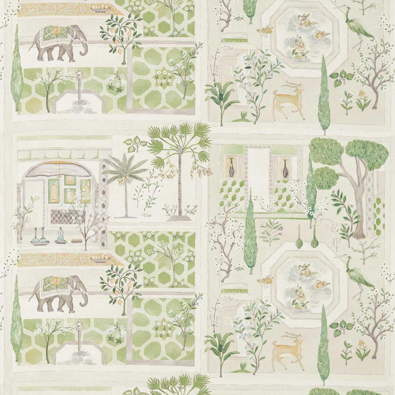 Sanderson Sultan`S Garden Garden Green Fabric By The Metre