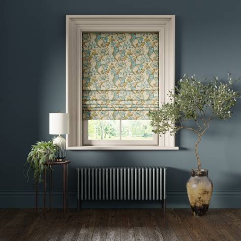 William Morris Collection - Golden Lily Linen/Teal - Made to Measure Roman Blinds