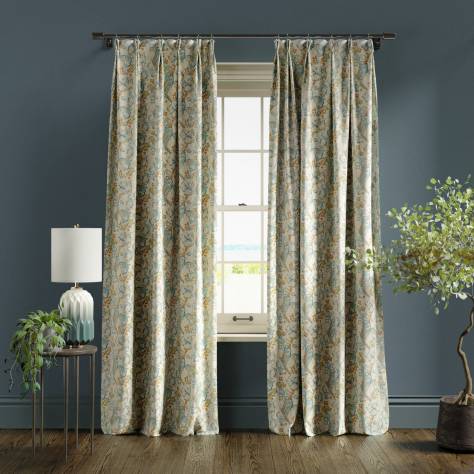 William Morris Collection - Golden Lily Linen/Teal - Made to Measure Roman Blinds