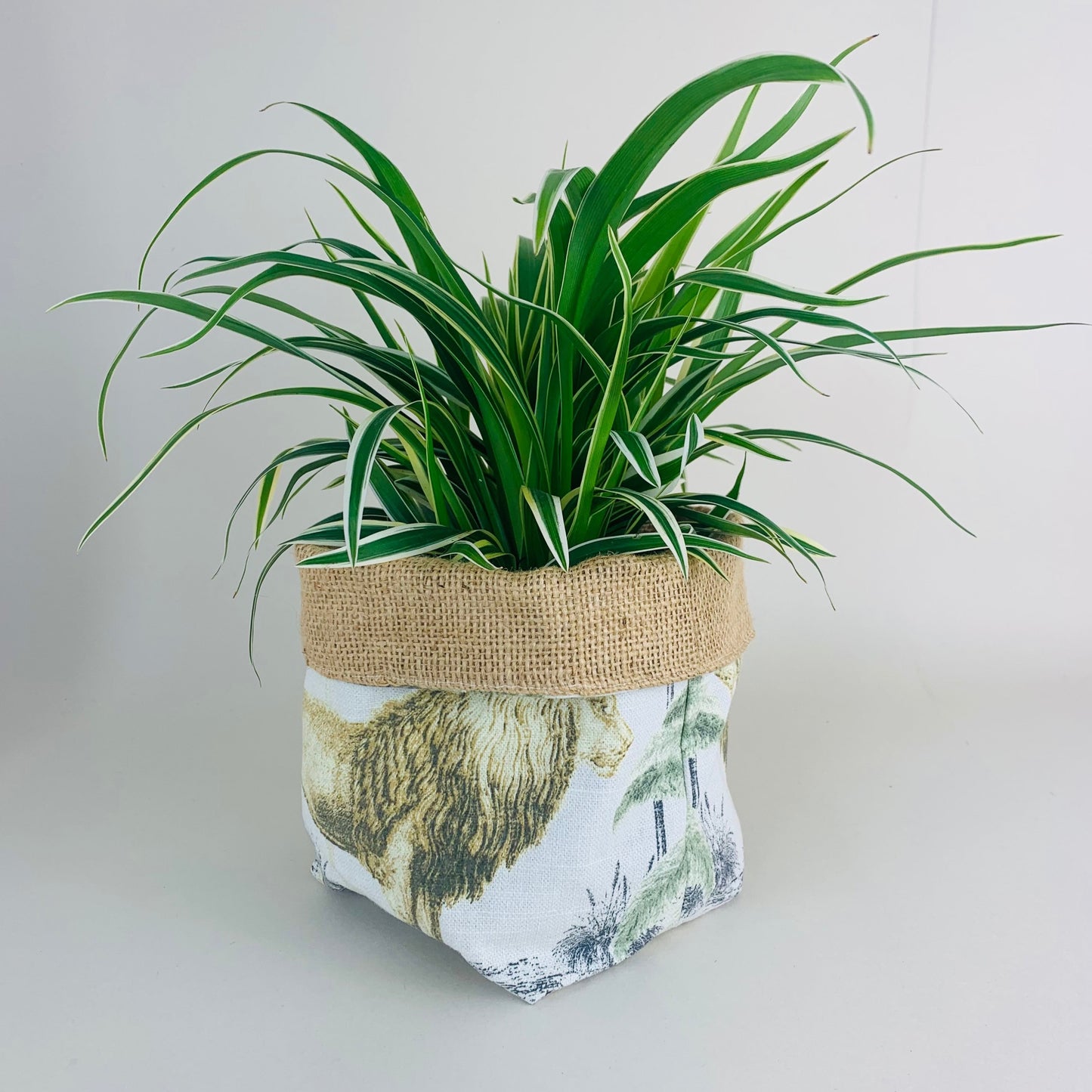 Safari Animal Printed Linen Plant Pot Covers: Boho Style, Multiple Sizes