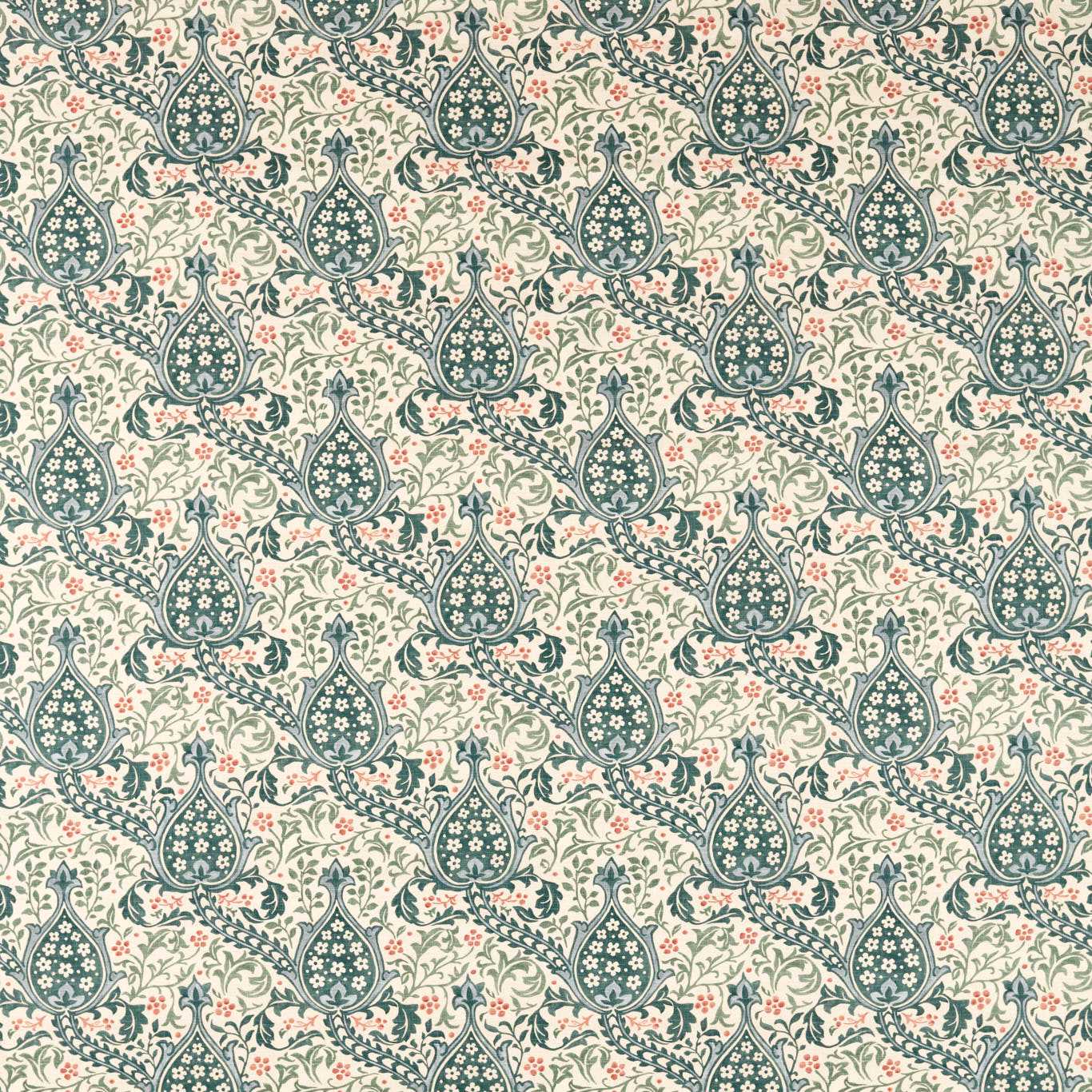 Morris Persian Tulip Teal Fabric By The Metre