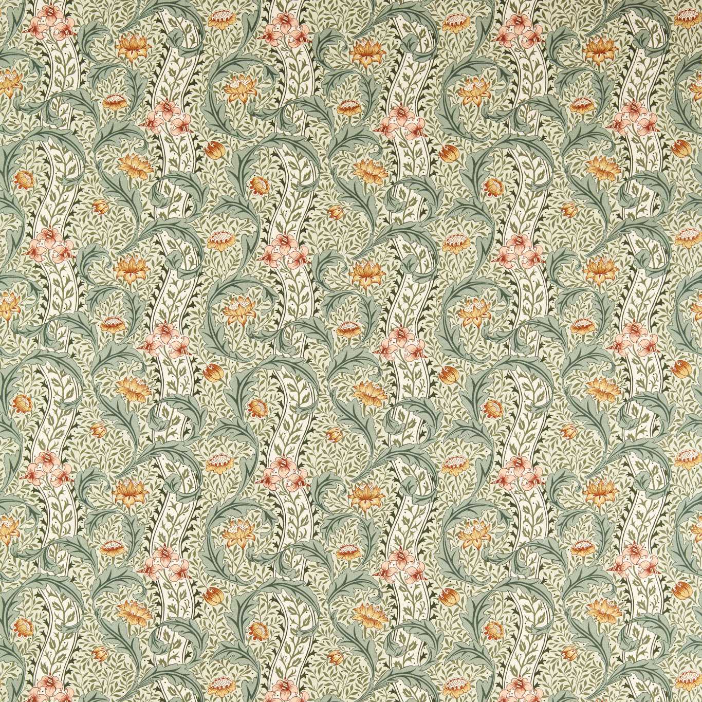 Morris Wild Tulip & Vine Beayleaf/Ochre Fabric By The Metre