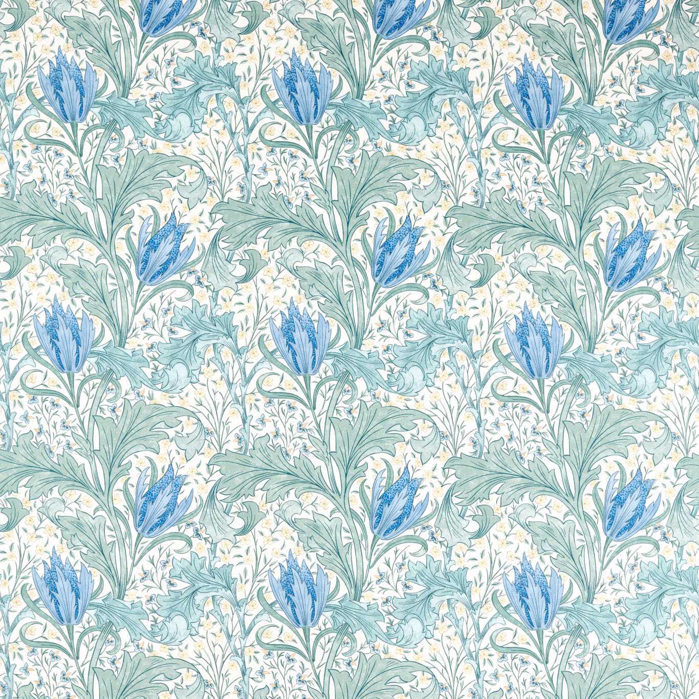 Morris Lent Lily Cornflower Blue Fabric By The Metre