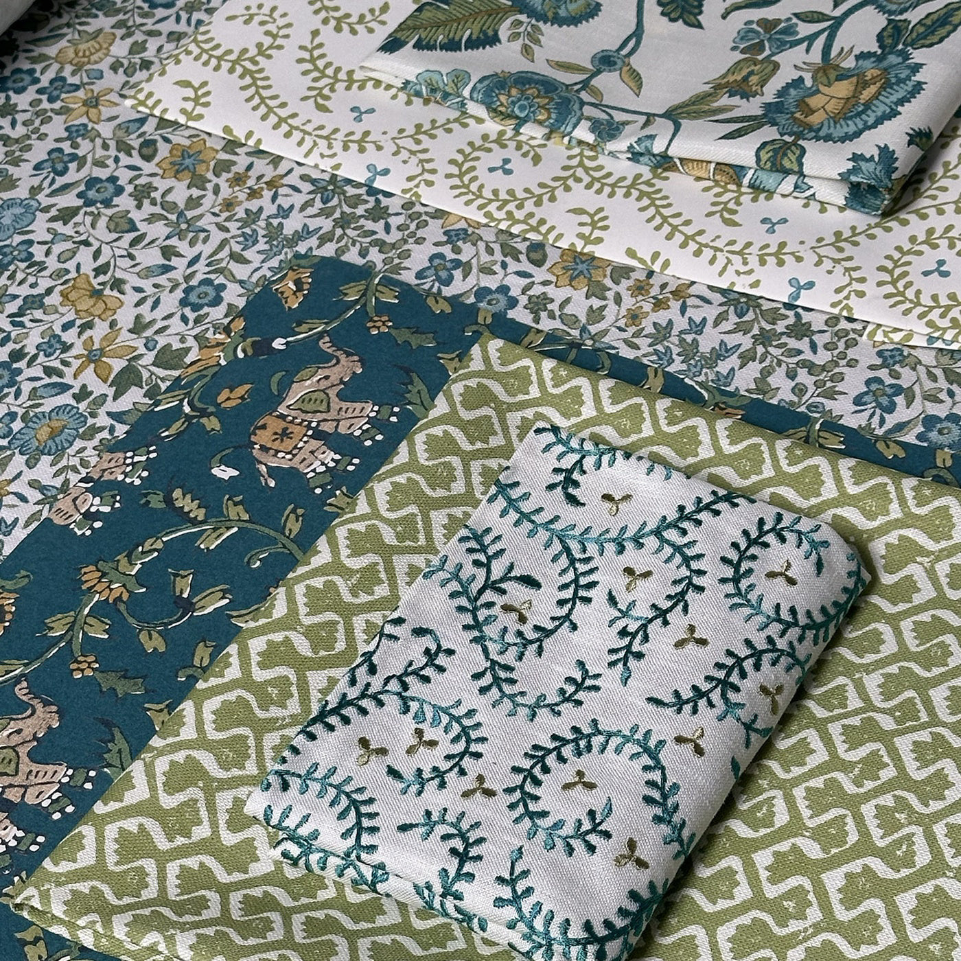 Clarke & Clarke Hathi Teal Fabric by the Metre