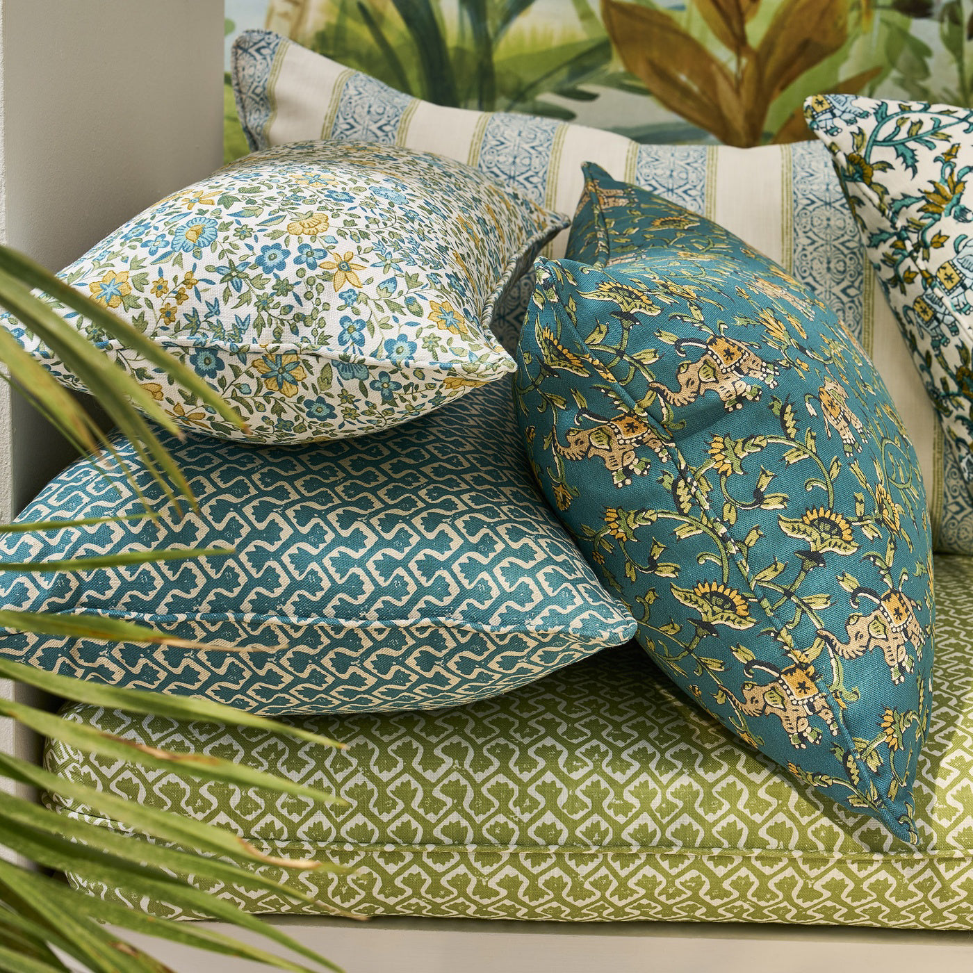 Clarke & Clarke Hathi Teal Fabric by the Metre