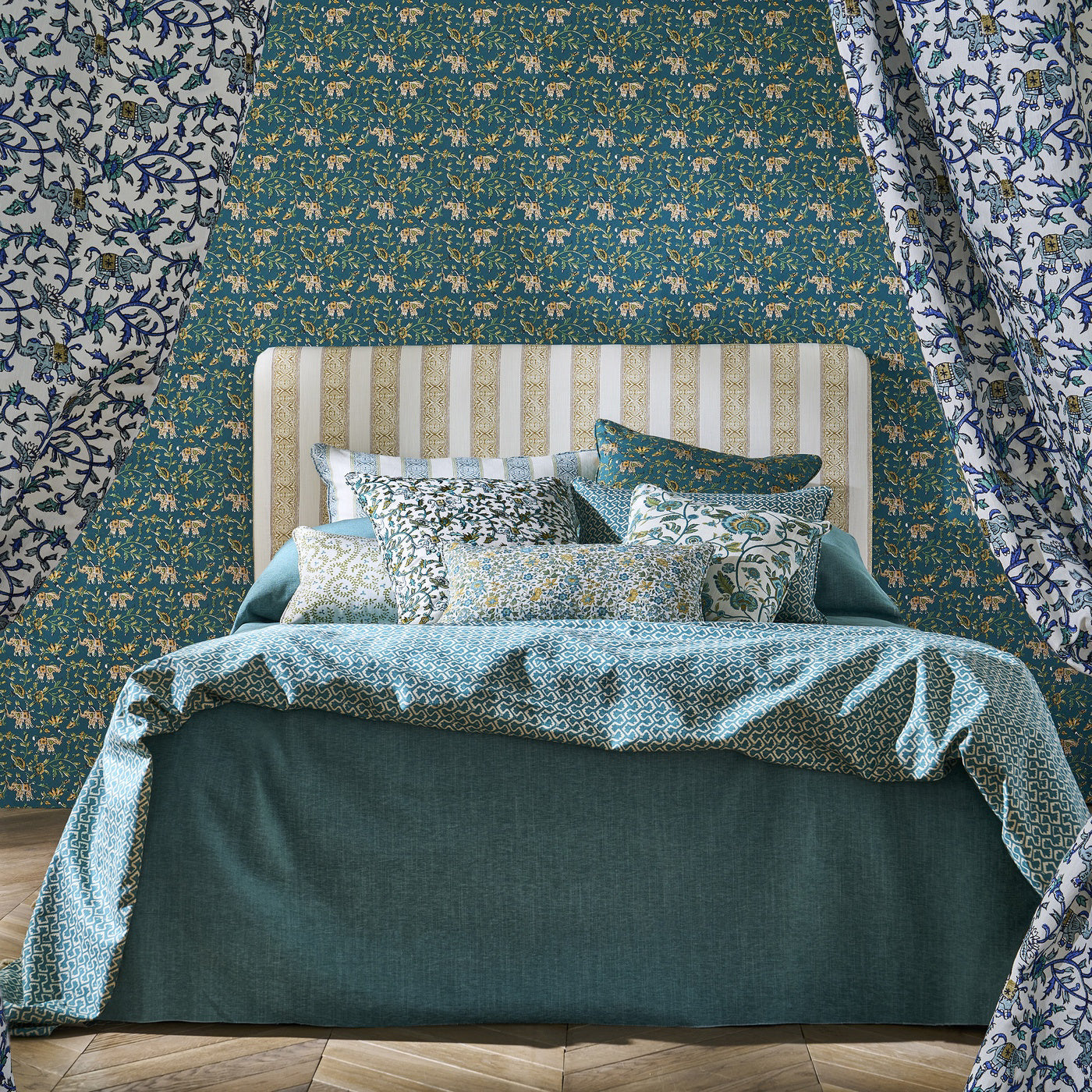 Clarke & Clarke Hathi Teal Fabric by the Metre