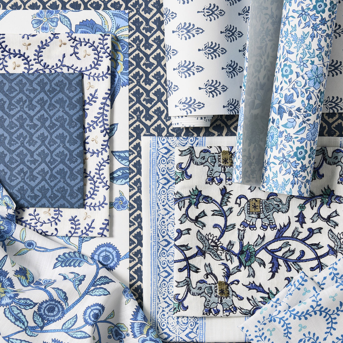 Clarke & Clarke Buta Cobalt Fabric by the Metre