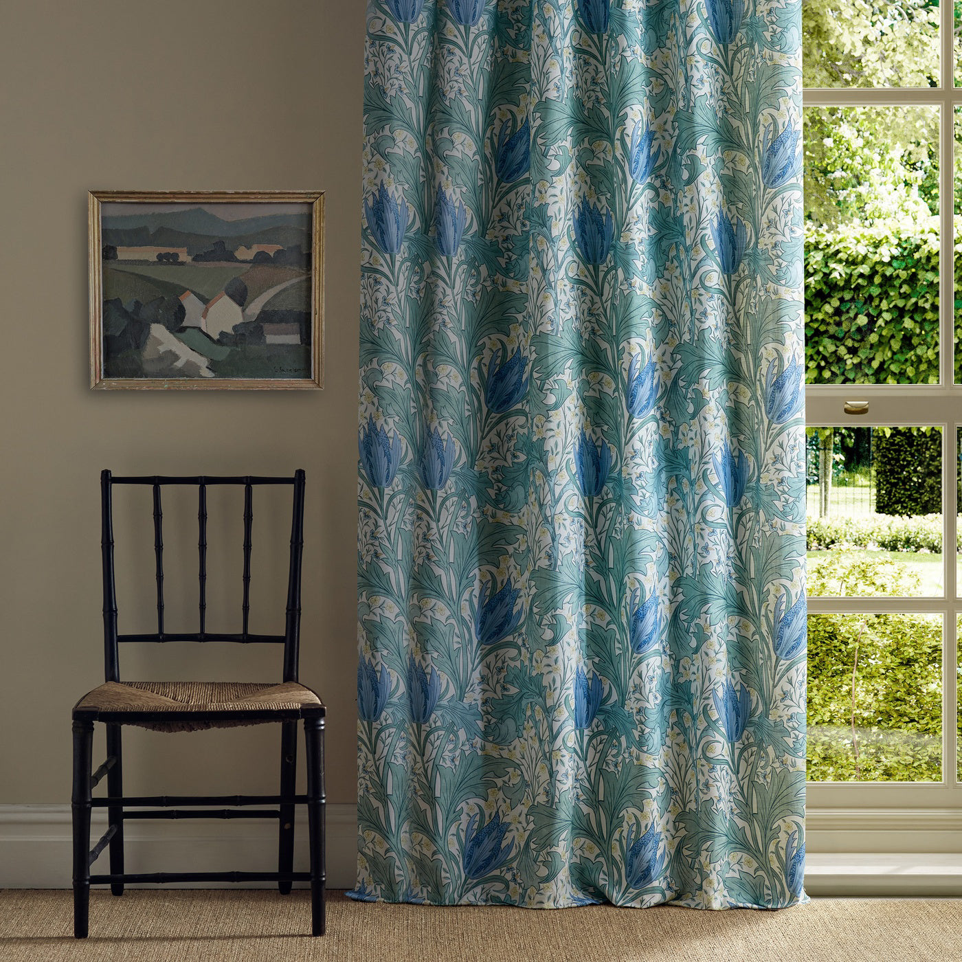 Morris Lent Lily Cornflower Blue Fabric By The Metre