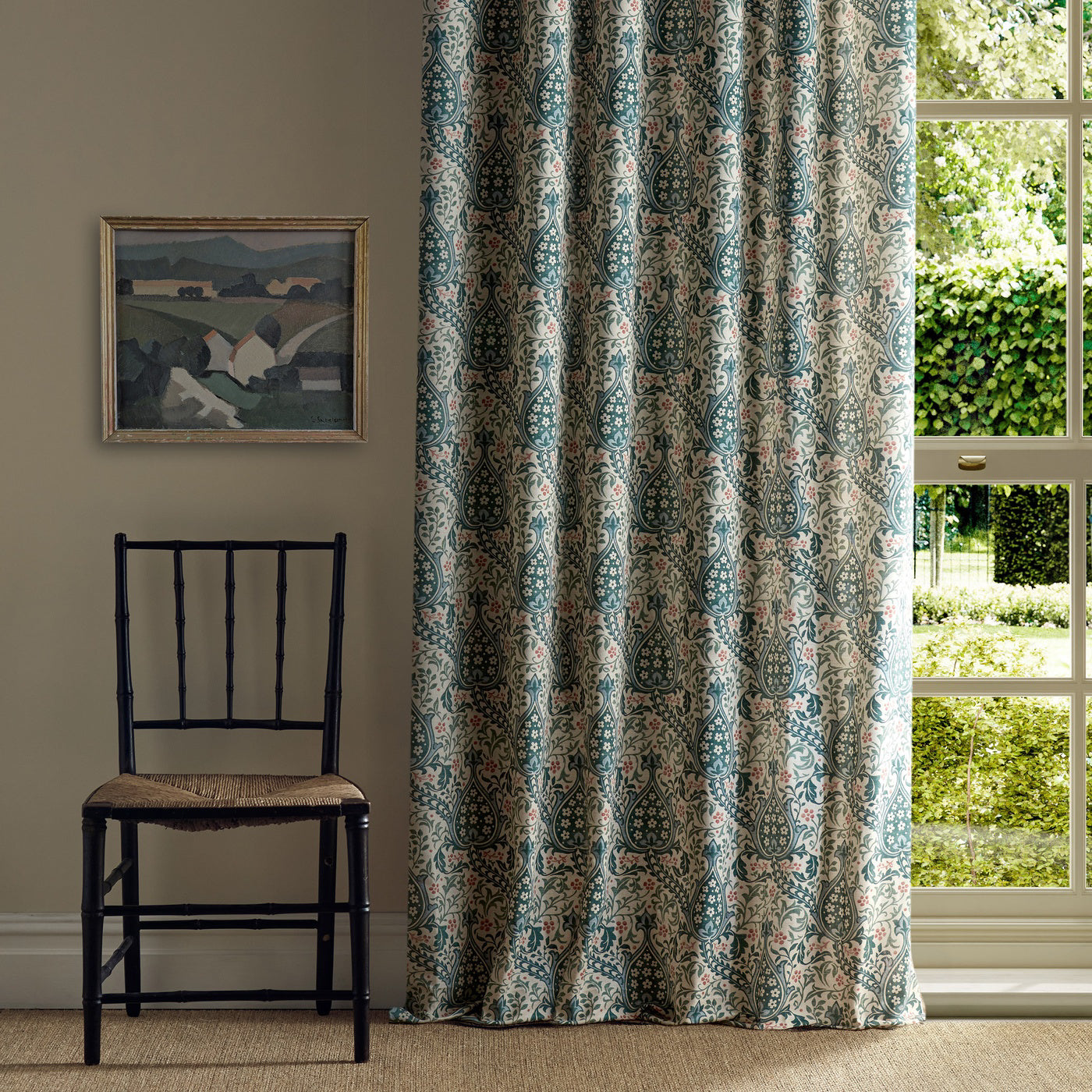 Morris Persian Tulip Teal Fabric By The Metre