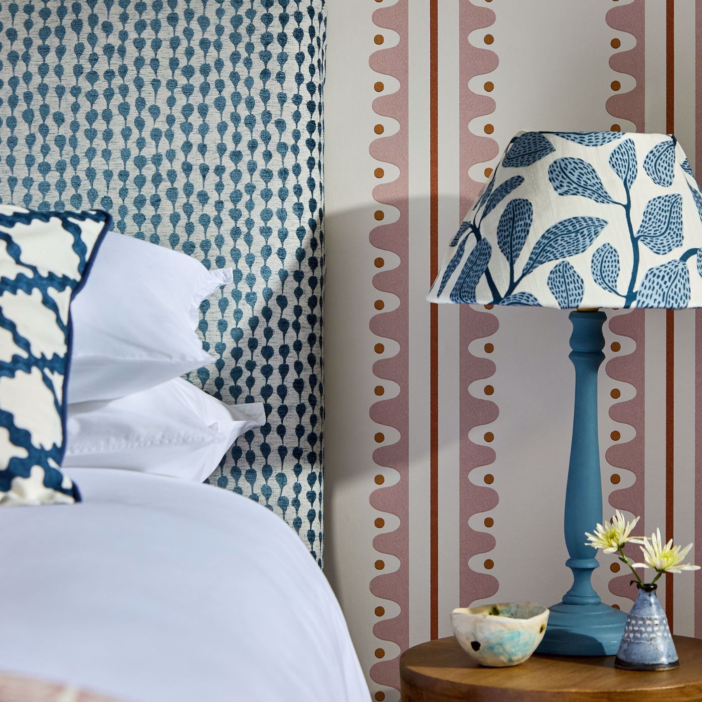 Scion Sweet Bay Print Indigo Roman Blind