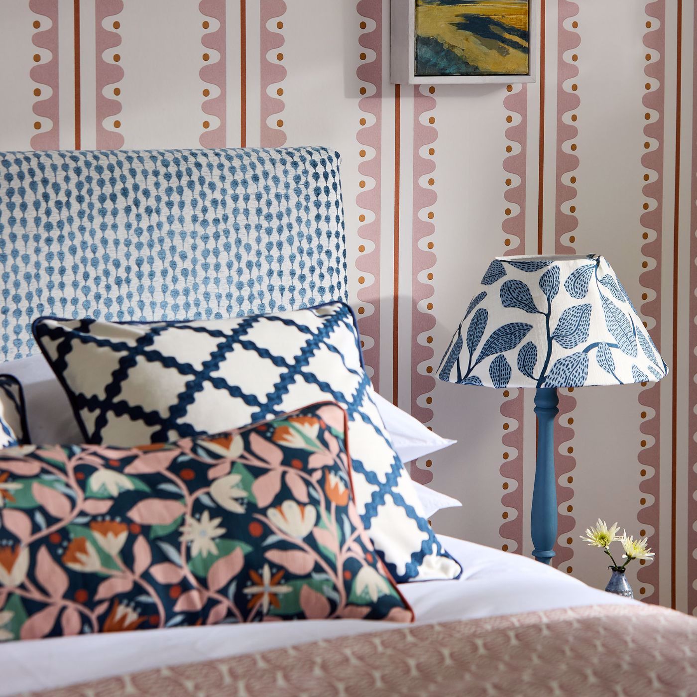 Scion Sweet Bay Print Indigo Roman Blind