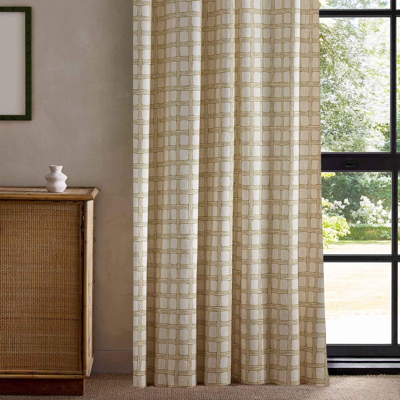 Scion Fretwork Print Honey Fabric By The Metre