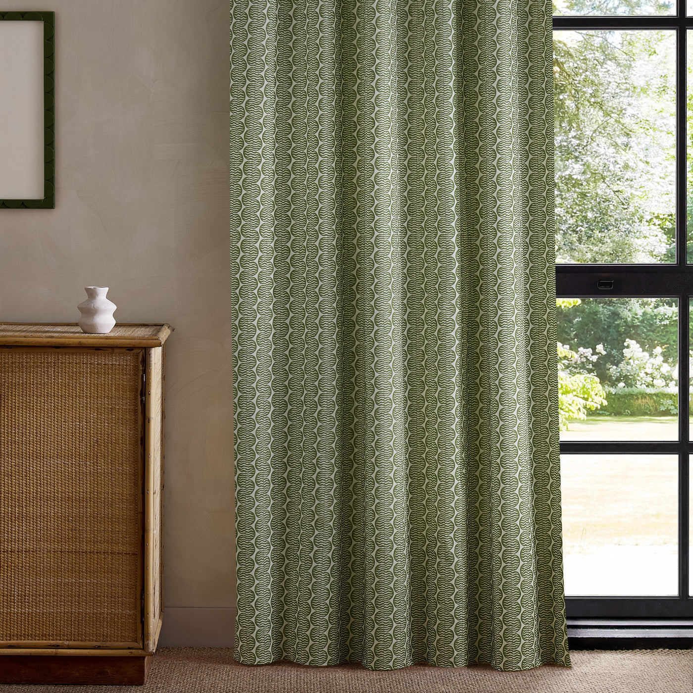 Scion Raft Stripe Print Pine Fabric By The Metre