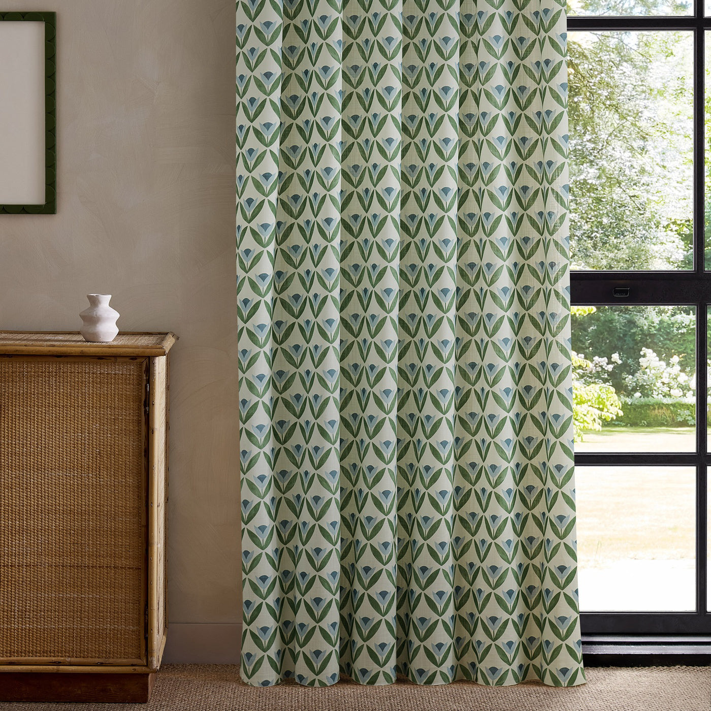 Scion Tulip Trellis Print Coast Blue Fabric By The Metre