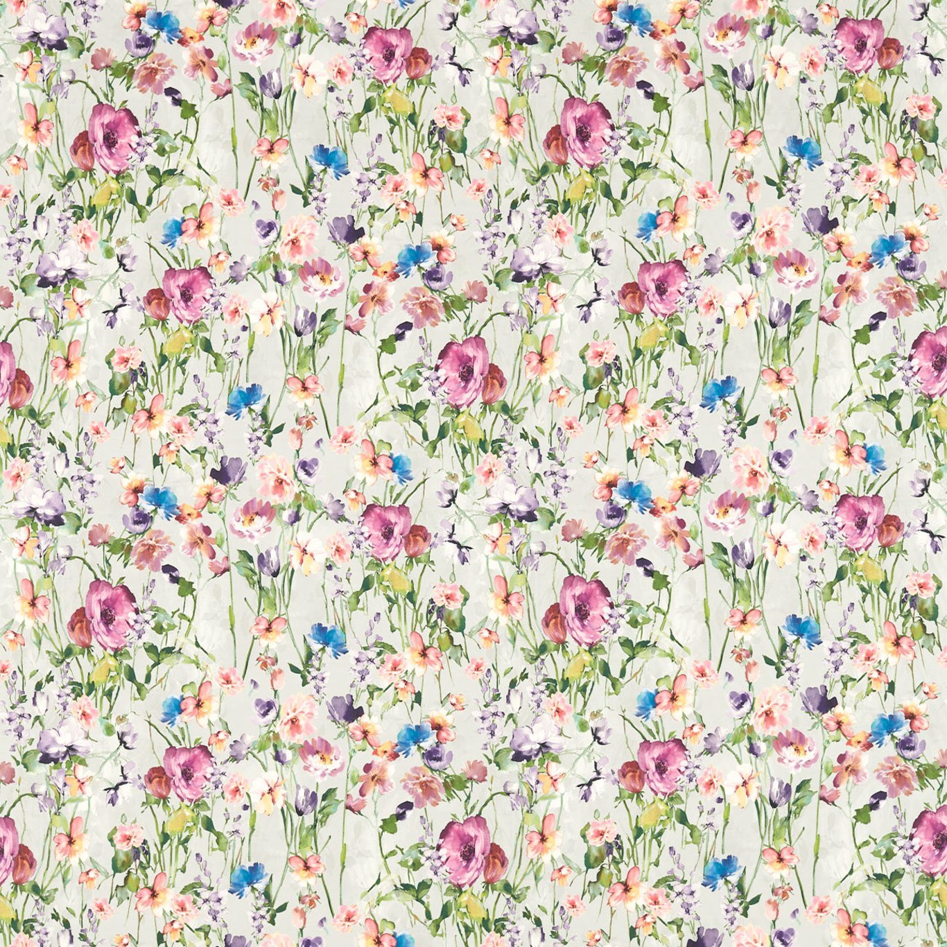 Made to measure Wild Meadow Damson Roman Blind in Clarke & Clarke floral cotton fabric.