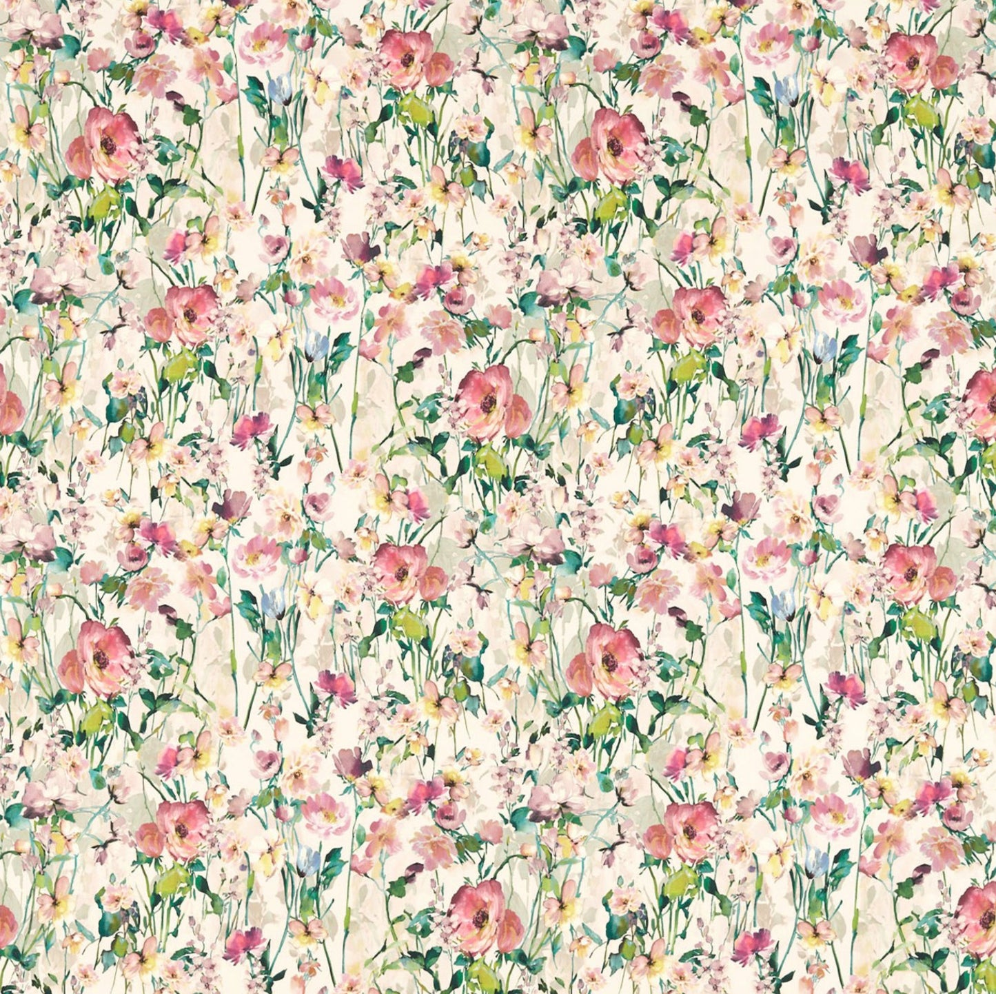 Made to measure Wild Meadow Blush Roman Blind in Clarke & Clarke floral cotton fabric.