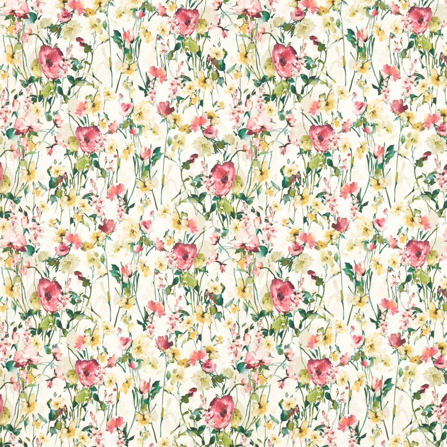 Made to measure Wild Meadow Ivory Roman Blind in Clarke & Clarke floral cotton fabric.