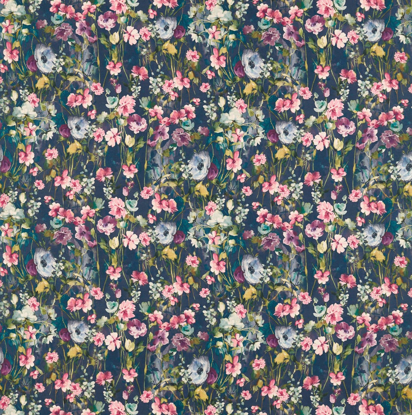 Made to measure Wild Meadow Multi Linen Roman Blind in Clarke & Clarke colourful floral cotton fabric.