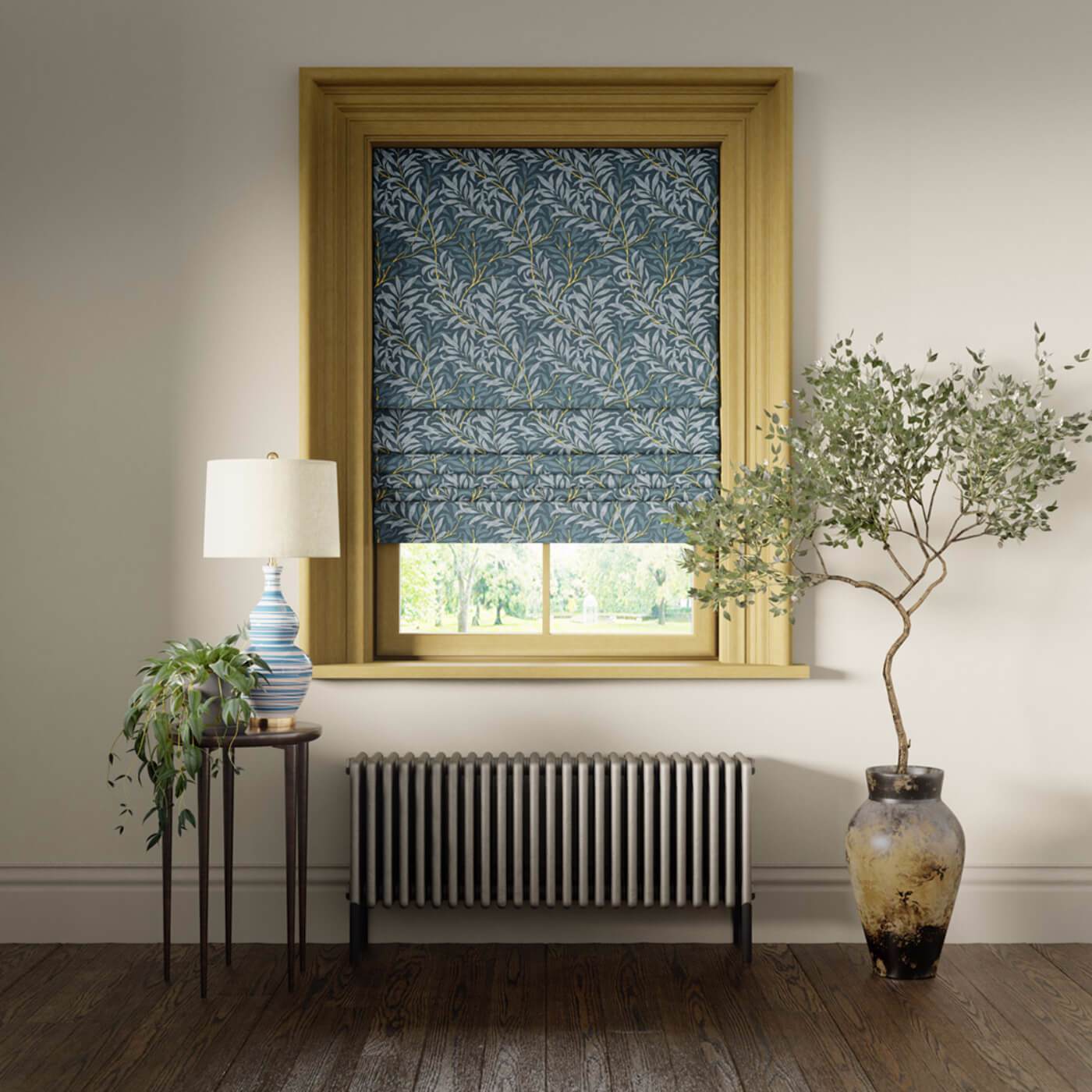 Willow Boughs Denim Roman Blind by William Morris