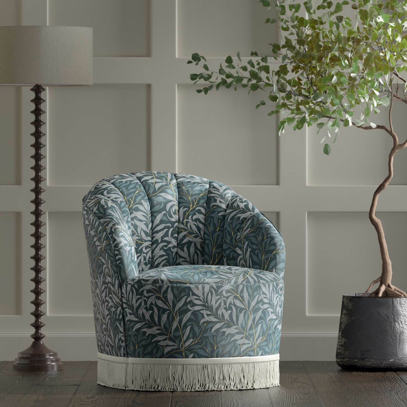 Willow Boughs Denim Roman Blind by William Morris