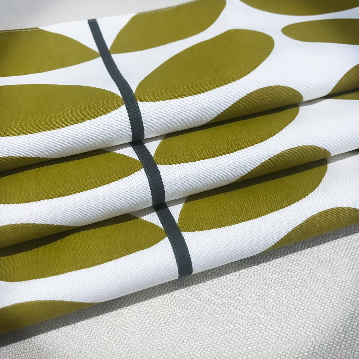 Roman Blinds Olive Stem - Custom Size Shades, Retro Modern Print, Cotton or Blackout Lined, Cord & Cleat Chain Headrail Orla Kiely