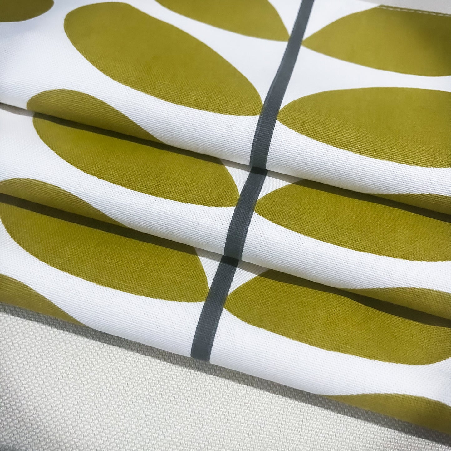 Roman Blinds Olive Stem - Custom Size Shades, Retro Modern Print, Cotton or Blackout Lined, Cord & Cleat Chain Headrail Orla Kiely