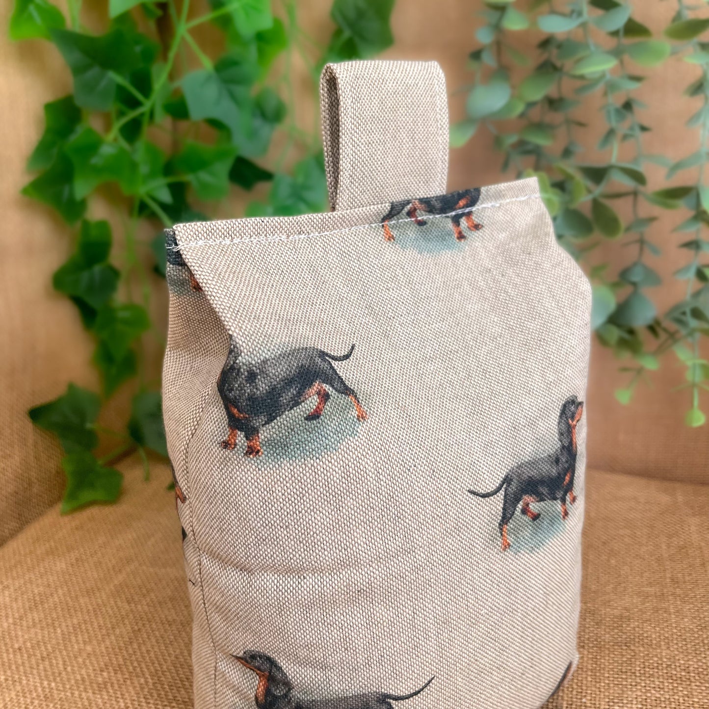 Large Dachshund Dog Printed Linen Door Stop: Farmhouse Charm Fabric Home Decor (Filled or Fill at Home)