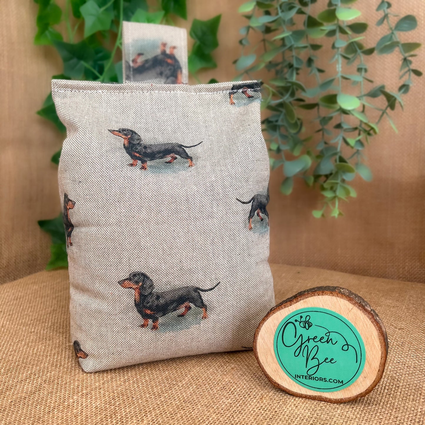 Large Dachshund Dog Printed Linen Door Stop: Farmhouse Charm Fabric Home Decor (Filled or Fill at Home)