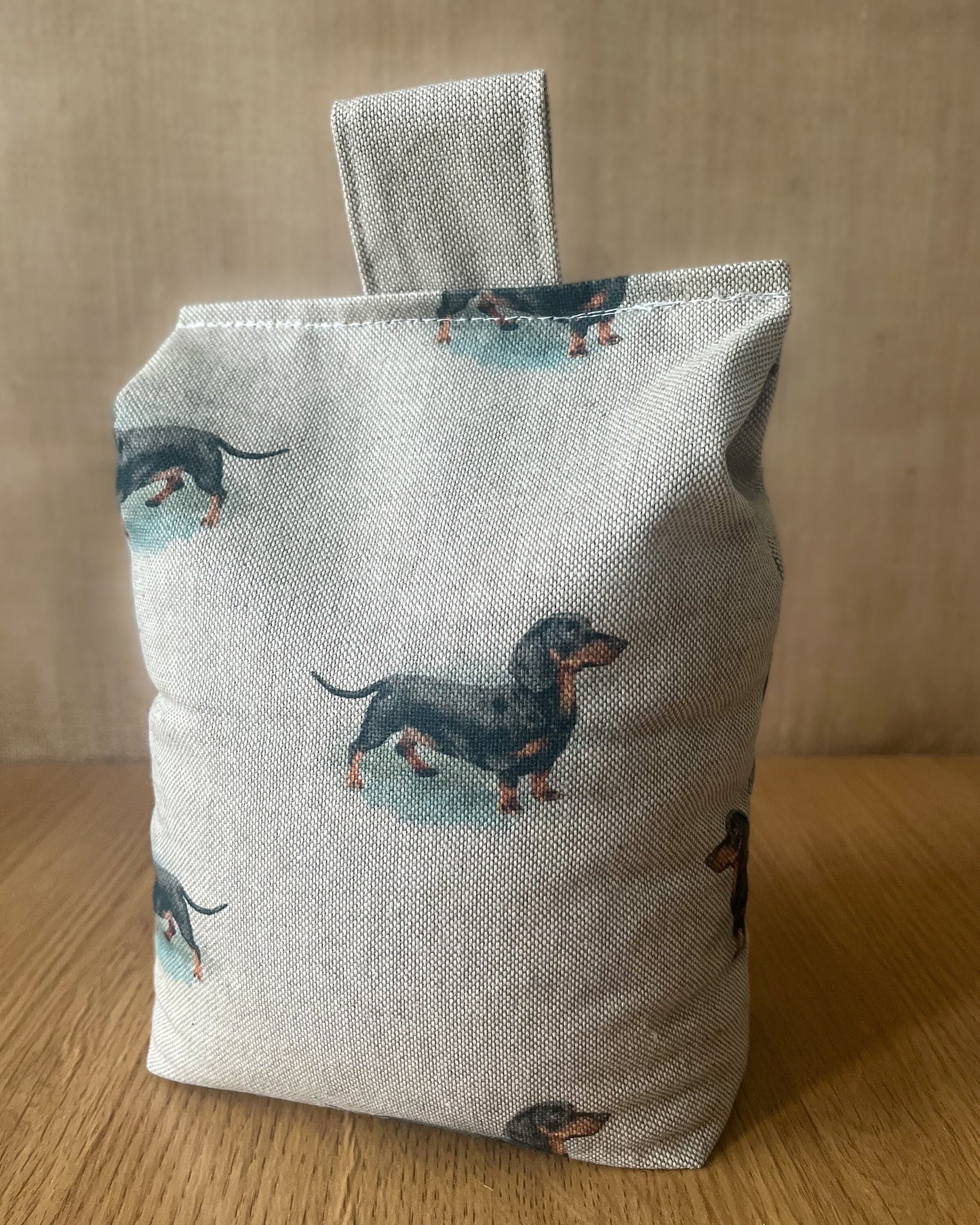 Large Dachshund Dog Printed Linen Door Stop: Farmhouse Charm Fabric Home Decor (Filled or Fill at Home)