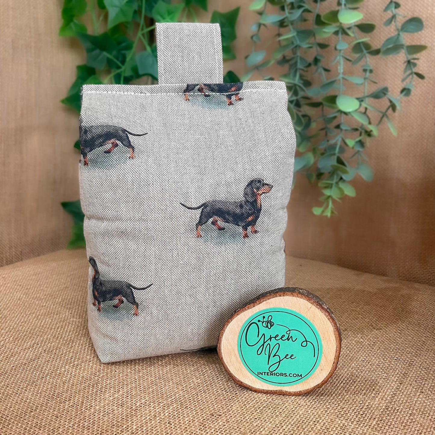 Large Dachshund Dog Printed Linen Door Stop: Farmhouse Charm Fabric Home Decor (Filled or Fill at Home)
