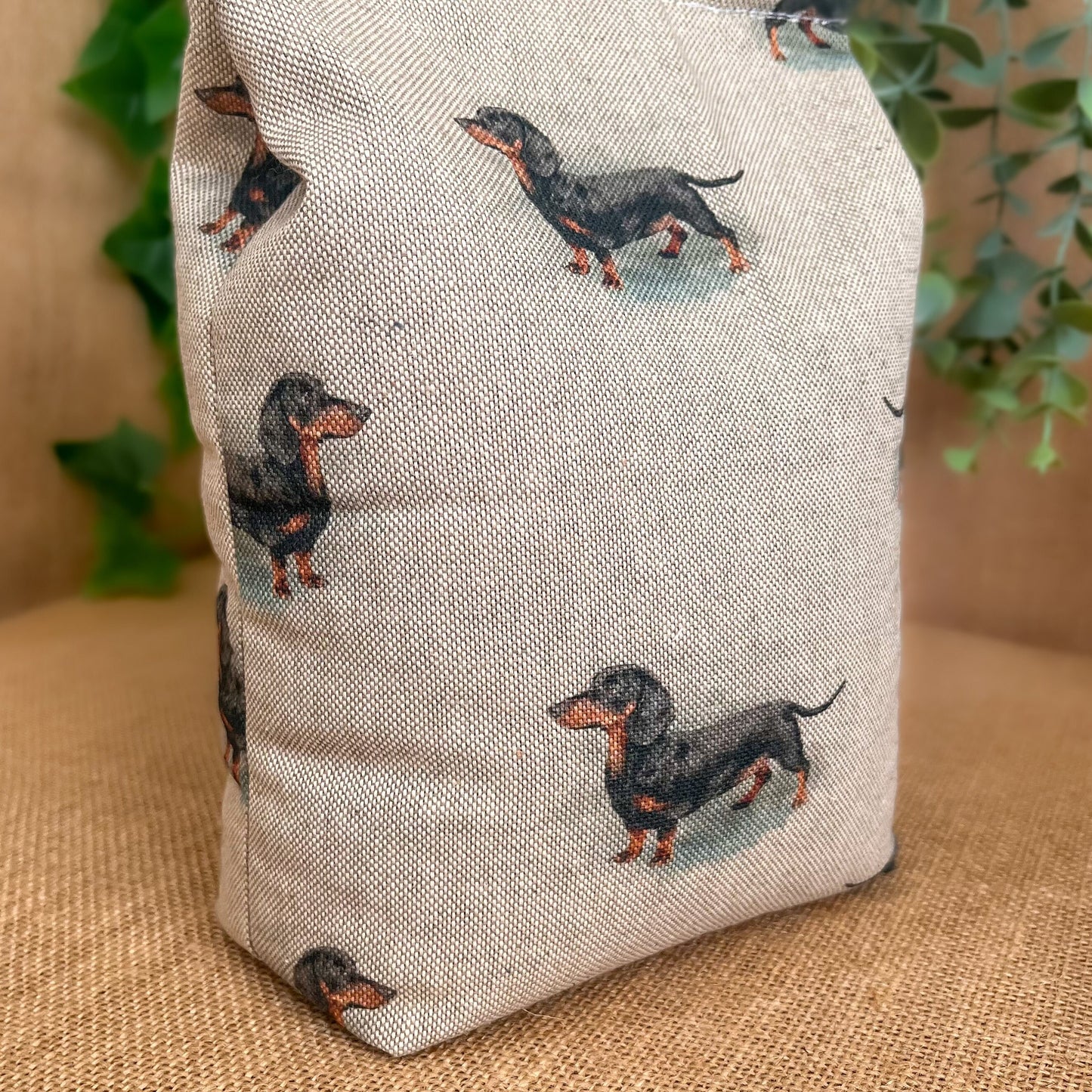 Large Dachshund Dog Printed Linen Door Stop: Farmhouse Charm Fabric Home Decor (Filled or Fill at Home)