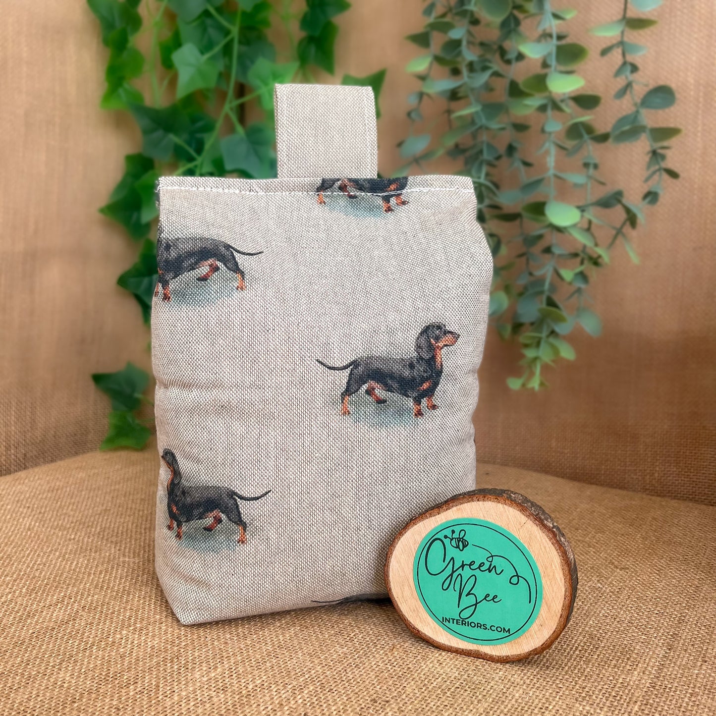 Large Dachshund Dog Printed Linen Door Stop: Farmhouse Charm Fabric Home Decor (Filled or Fill at Home)