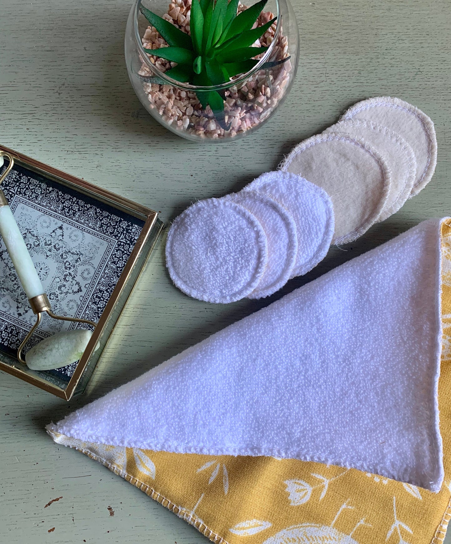 Yellow Birds Eco-Friendly Reusable Makeup Pads & Face Cloths | Double-Sided with Terry Towelling Fabrics | Sustainable Skincare Essentials