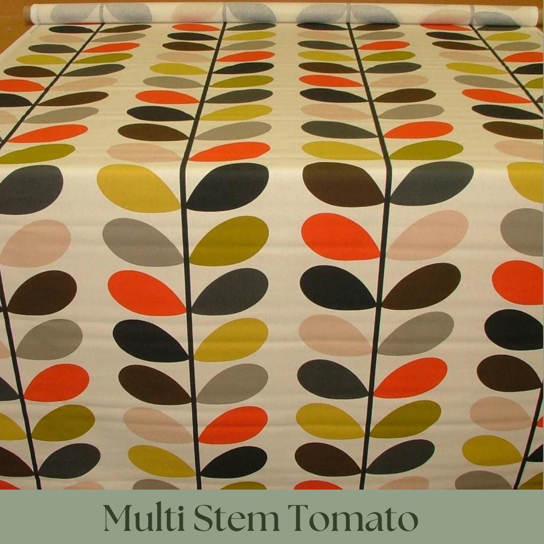 Custom Roman Blinds Orla Kiely Fabric Multi Stem Two Colour Stem - 4 Colours, Made-to-Measure, Standard/ Blackout Lining, Chain Headrail