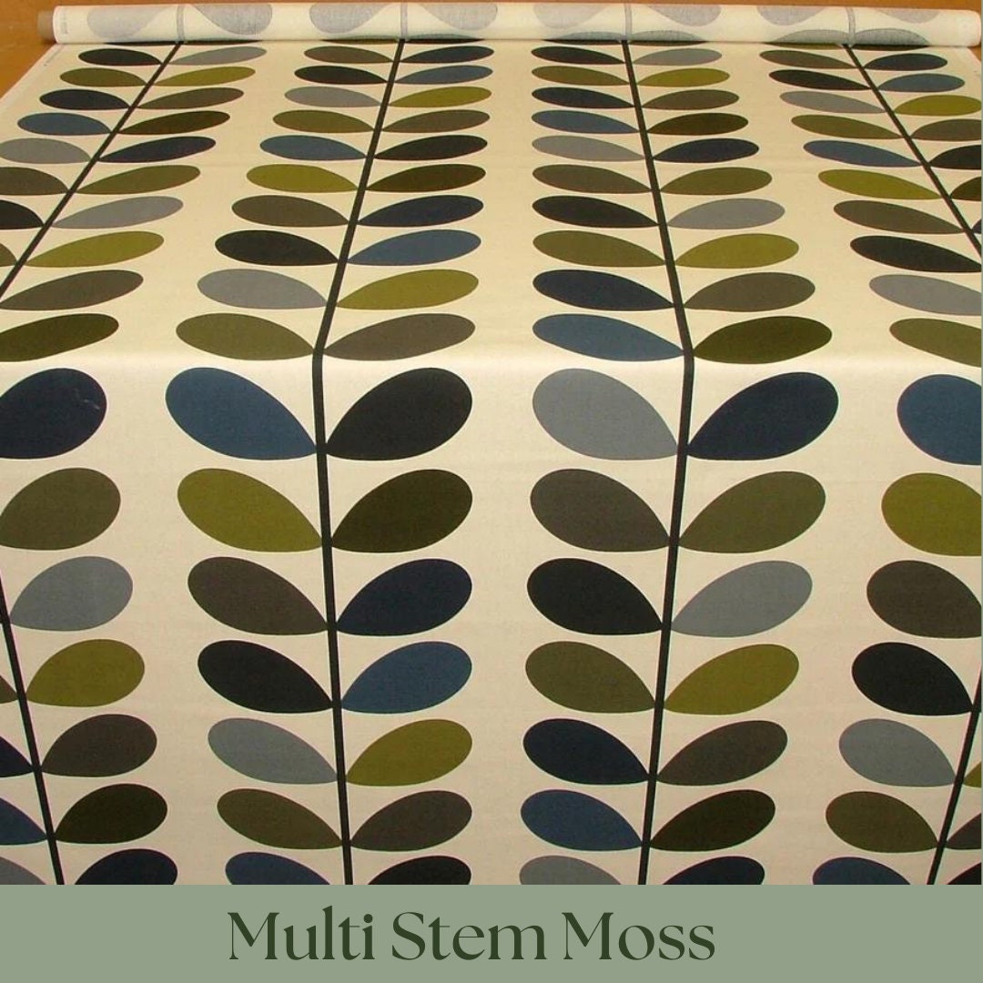 Custom Roman Blinds Orla Kiely Fabric Multi Stem Two Colour Stem - 4 Colours, Made-to-Measure, Standard/ Blackout Lining, Chain Headrail