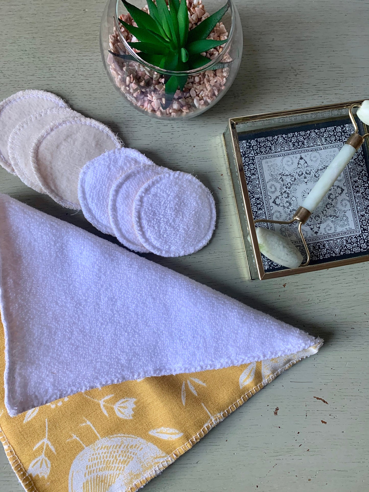 Yellow Birds Eco-Friendly Reusable Makeup Pads & Face Cloths | Double-Sided with Terry Towelling Fabrics | Sustainable Skincare Essentials