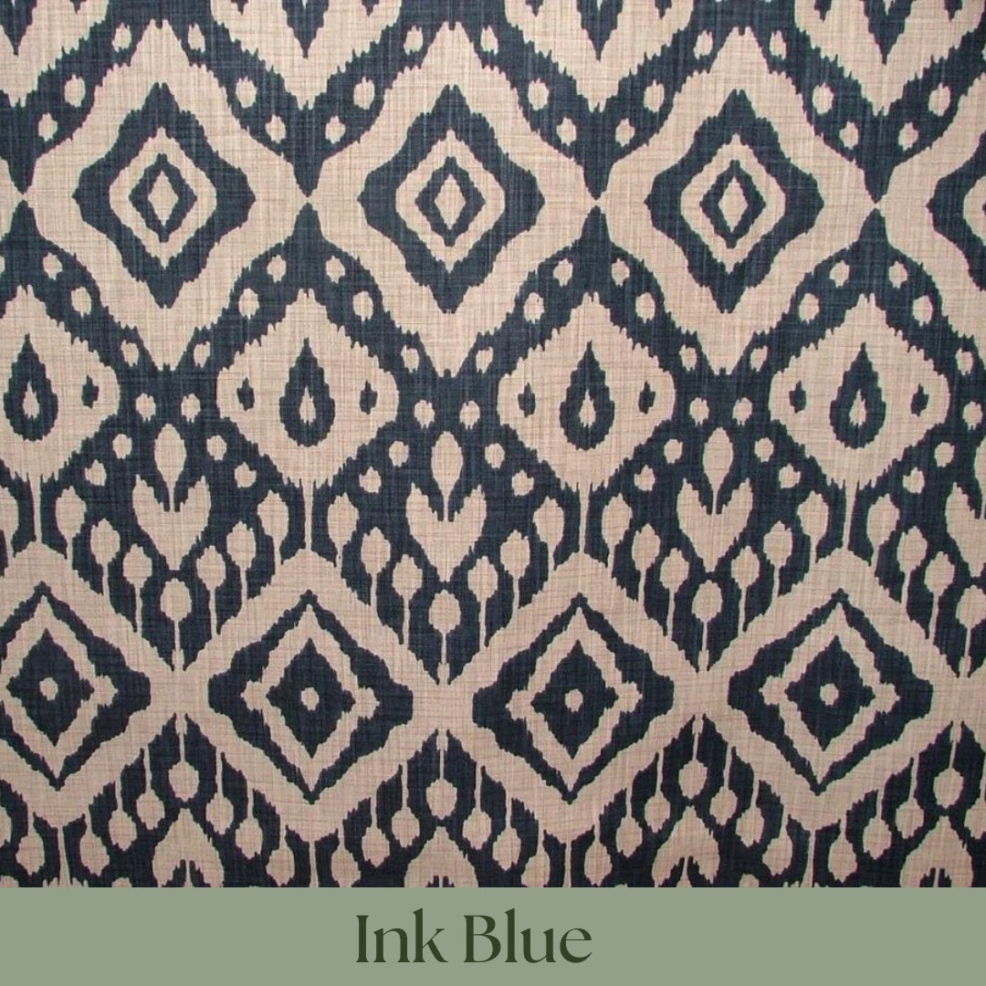 Custom Handmade Roman Blinds Moroccan Ikat Fabric - 4 Colours, Made-to-Measure, Standard or Blackout Lining, Cord/Cleat or Chain Head Rails