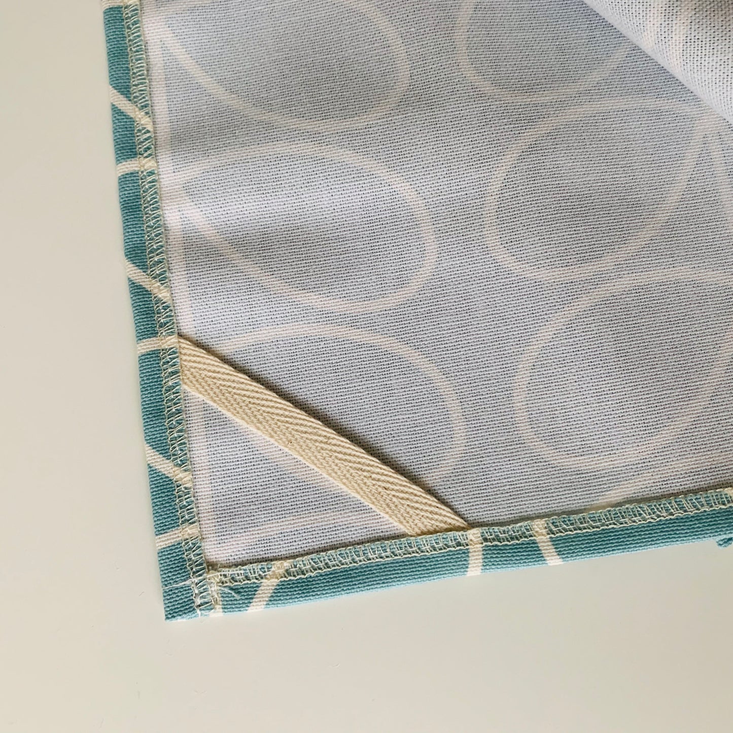 Retro Pale Blue Stem Tea Towels, Orla Kiely Fabric, Set of 3, Singles, Handsewn