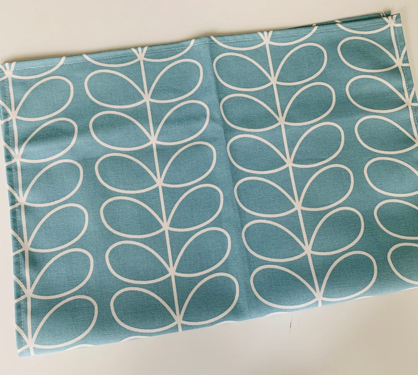 Retro Pale Blue Stem Tea Towels, Orla Kiely Fabric, Set of 3, Singles, Handsewn