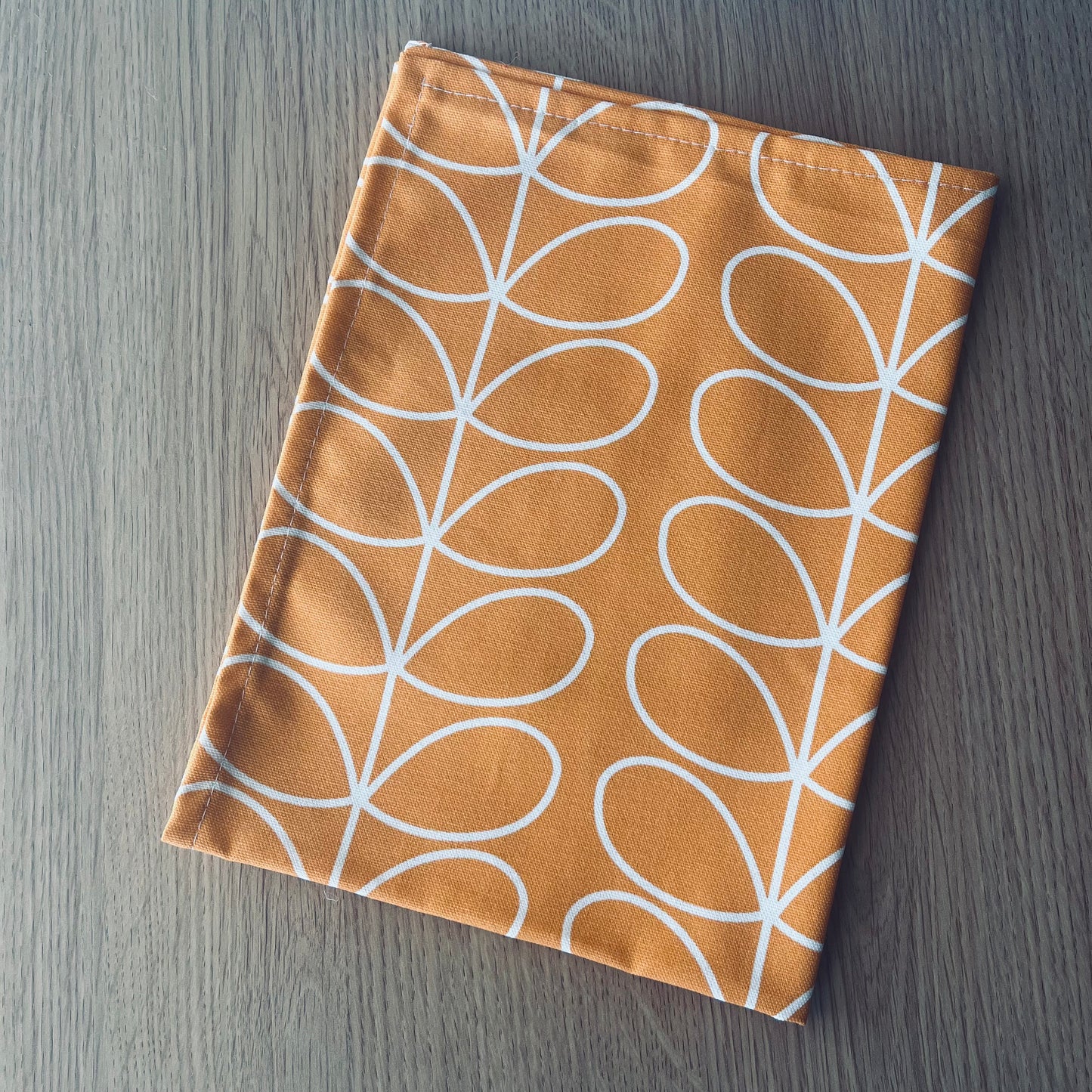 Retro Orange Stem Tea Towels, Papaya Orla Kiely Fabric, Set of 3, Singles, Handsewn