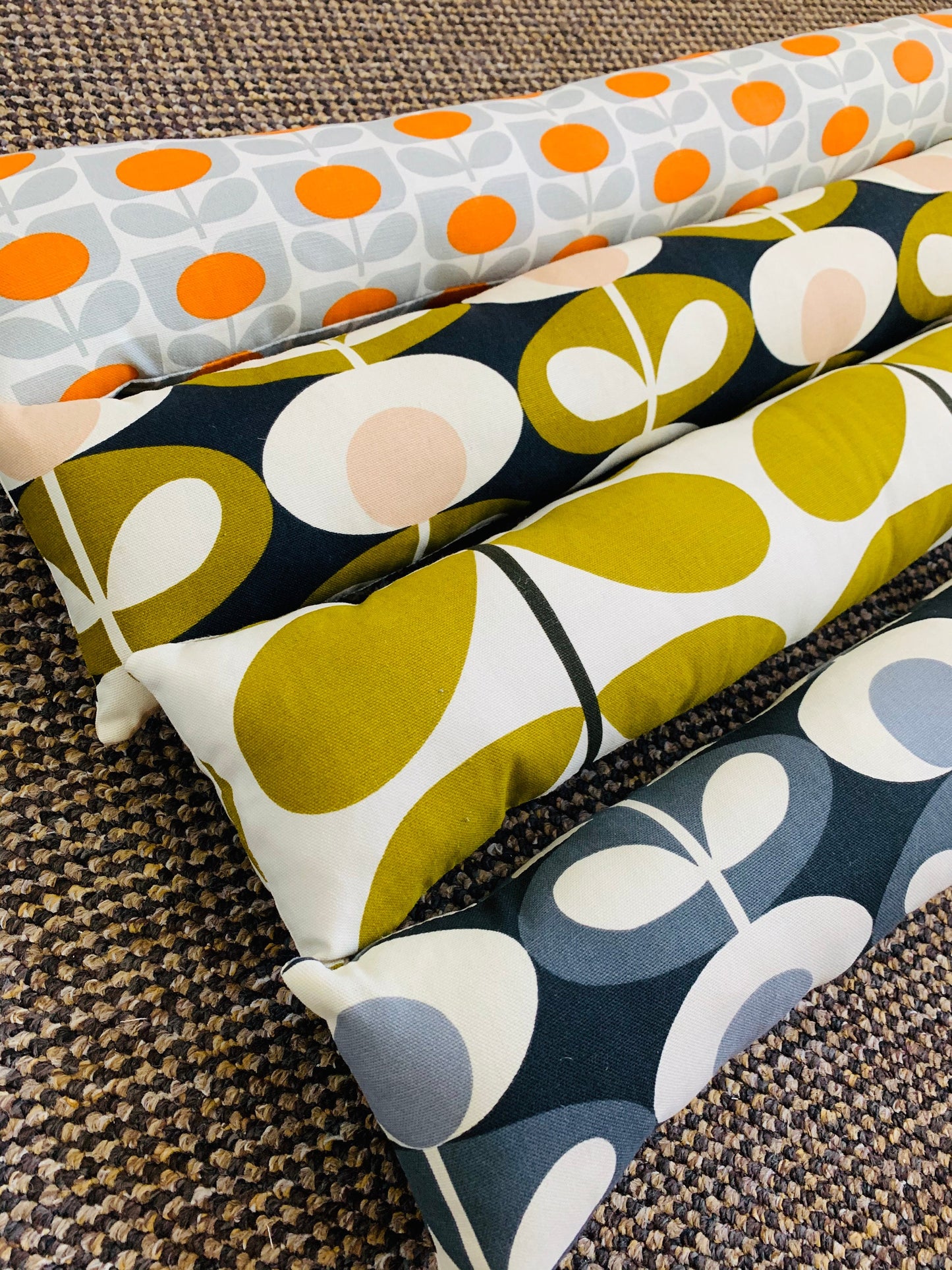 Retro Grey Oval Orla Kiely Heavy Draught Excluder for Doors