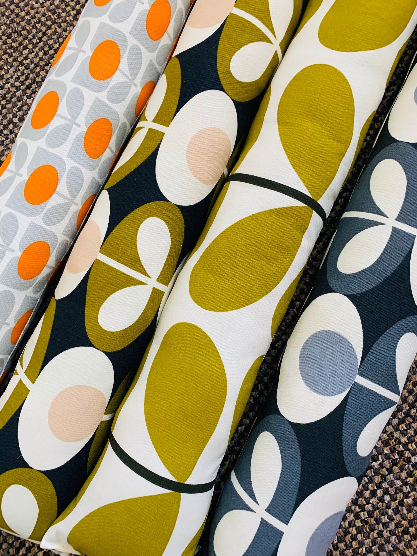 Retro Grey Oval Orla Kiely Heavy Draught Excluder for Doors