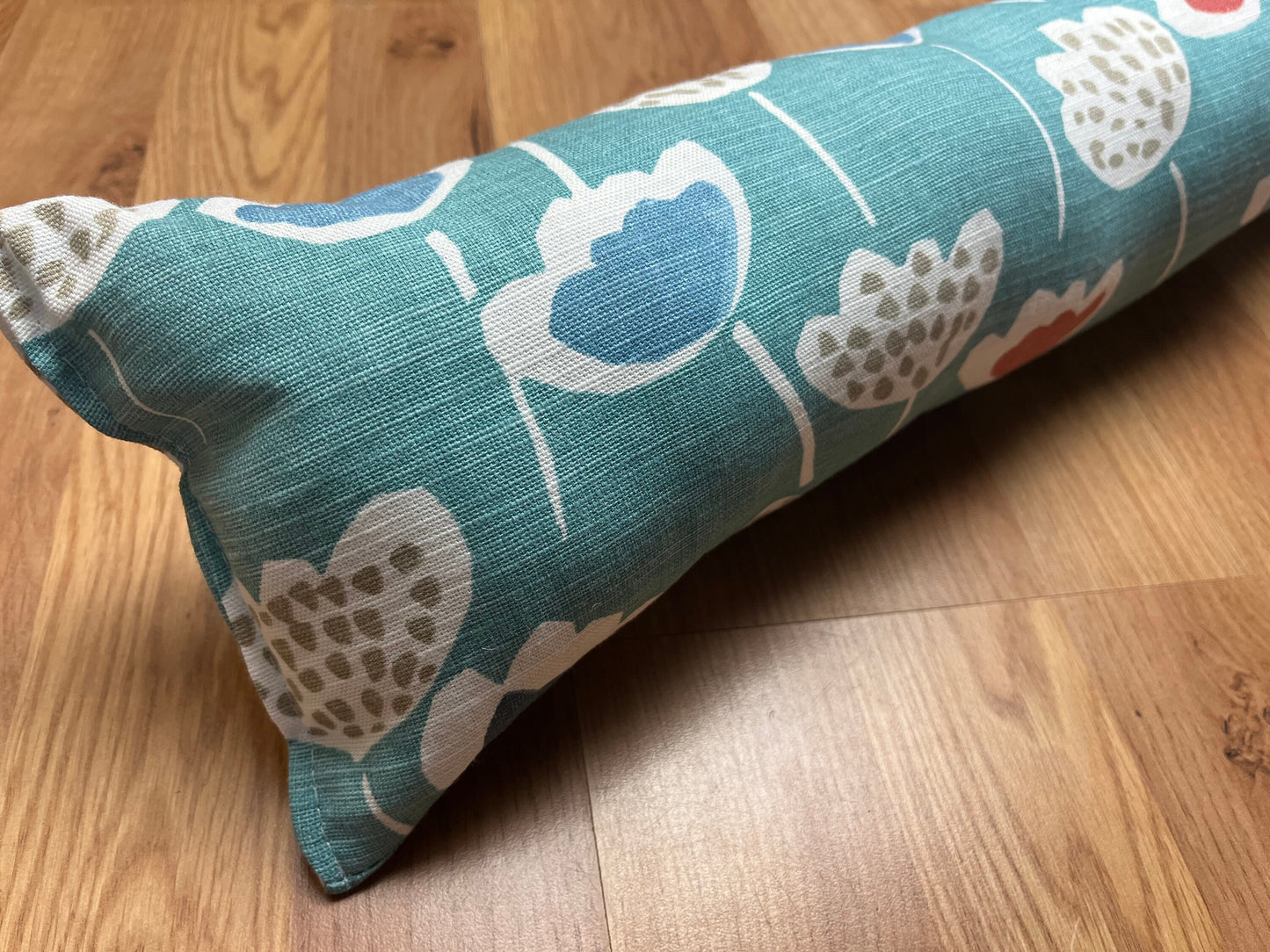 Scandi Blue Floral Draught Excluder – Weighted, Nordic-Inspired Decor