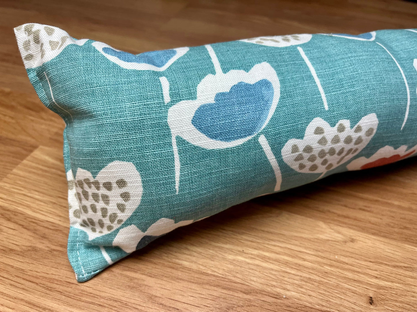 Scandi Blue Floral Draught Excluder – Weighted, Nordic-Inspired Decor