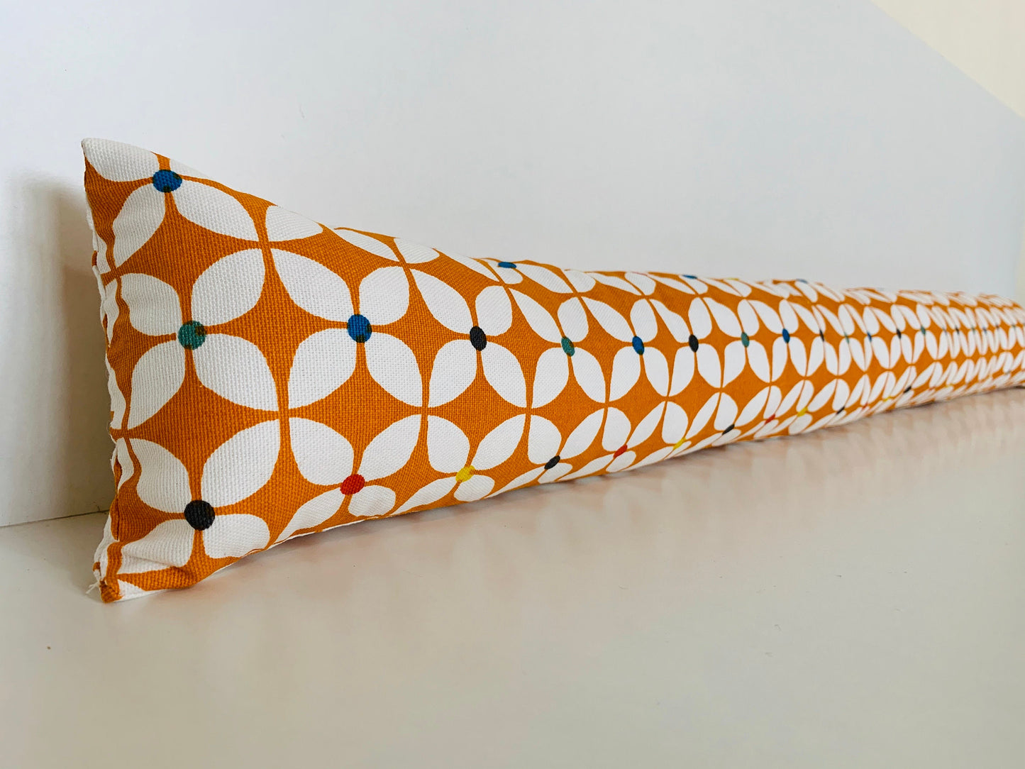 Retro Orange Wheat Weighted Draught Excluder – Eco-Friendly Farmhouse Decor