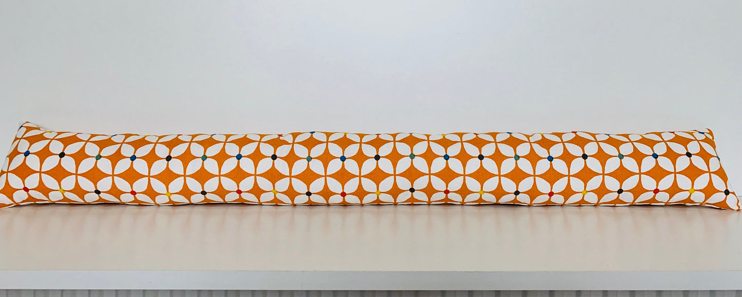 Retro Orange Wheat Weighted Draught Excluder – Eco-Friendly Farmhouse Decor