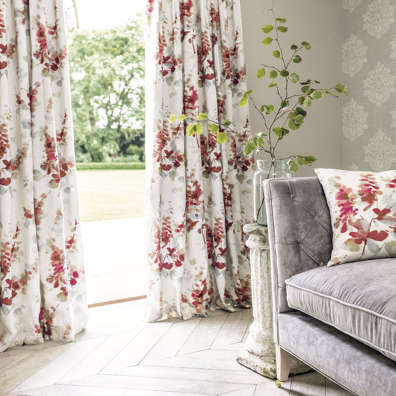 Sanderson Delphiniums Indigo Fabric By The Metre