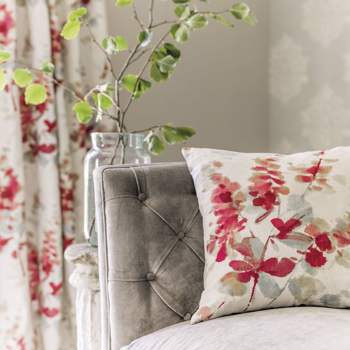 Sanderson Delphiniums Indigo Fabric By The Metre