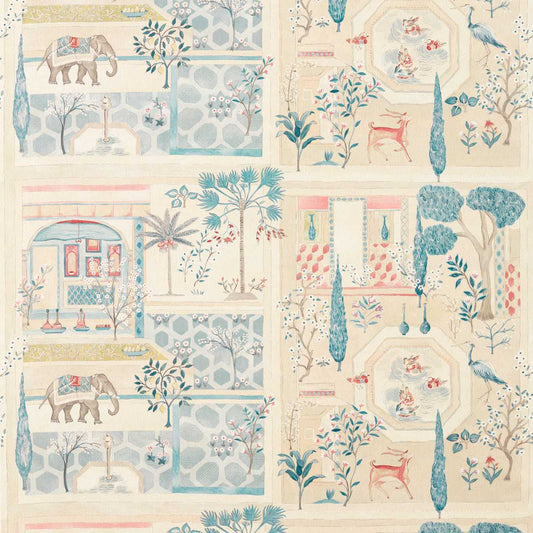 Sanderson Sultan`S Garden Ruby/Teal Fabric By The Metre